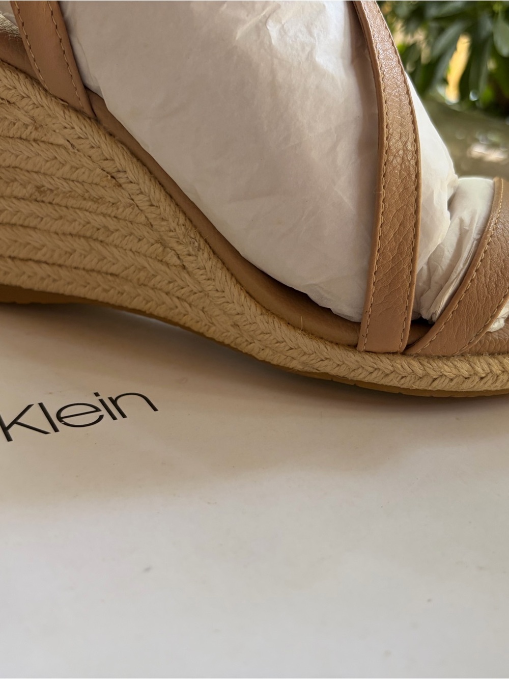 Calvin Klein Nude Cross-Strap Leather Sandals - Picture 5 of 14